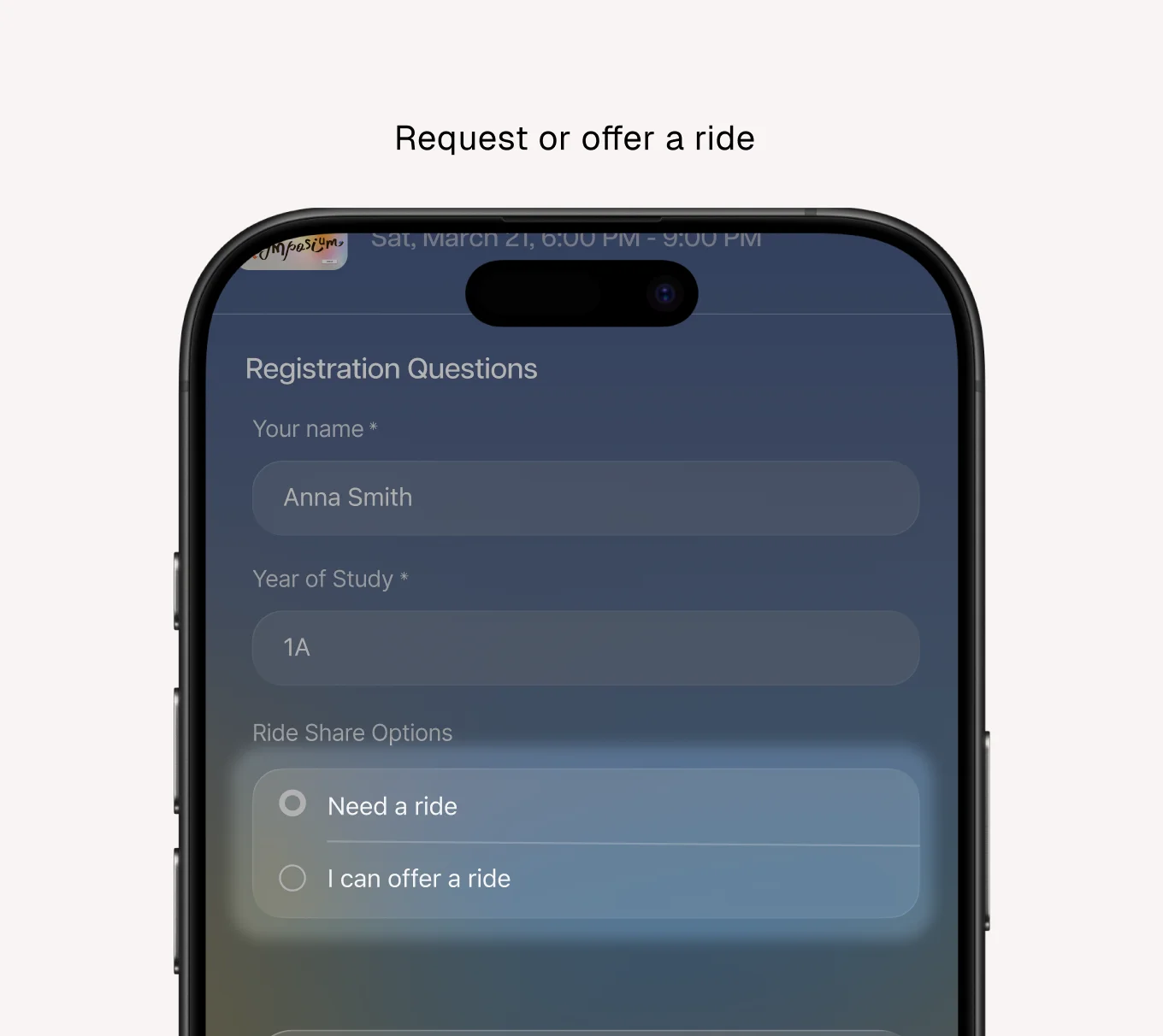 Ride booking screen 1